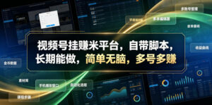 视频号挂賺米平台，自带脚本，长期能做，简单无脑，多号多賺【揭秘】-宝藏屋创业网