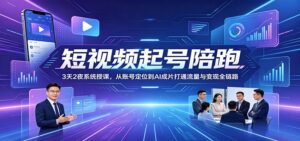 短视频起号陪跑:3天2夜系统授课,从账号定位到AI成片打通流量与变现全链路-宝藏屋创业网