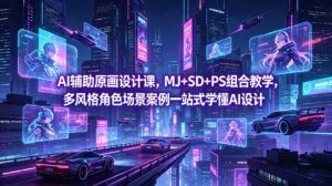 AI辅助原画设计课，MJ+SD+PS组合教学，多风格角色场景案例一站式学懂AI设计-宝藏屋创业网