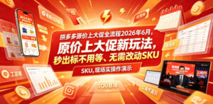 拼多多原价上大促全流程,原价上大促新玩法,秒出标不用等、无需改动SKU,现场实操演示(2026年6月)-宝藏屋创业网