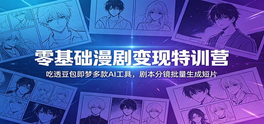 零基础漫剧变现特训营：吃透豆包即梦多款AI工具，剧本分镜批量生成短片-宝藏屋创业网