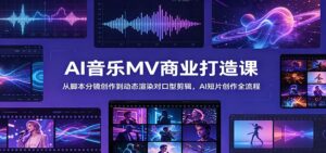 AI音乐MV商业打造课:从脚本分镜创作到动态渲染对口型剪辑,AI短片创作全流程-宝藏屋创业网