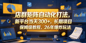 店群矩阵自动化打法，新平台当天300+，长期项目，保姆级教程，26年爆炸玩法【揭秘】-宝藏屋创业网
