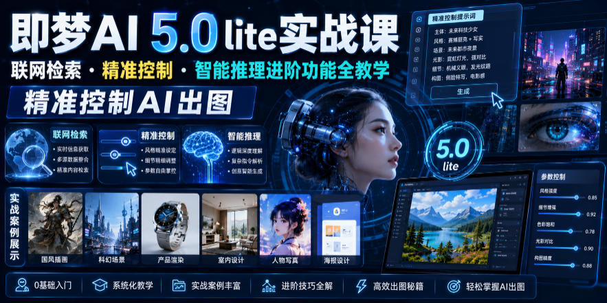 即梦AI 5.0 lite实战课，联网检索・精准控制・智能推理进阶功能全教学，精准控制AI出图-宝藏屋创业网
