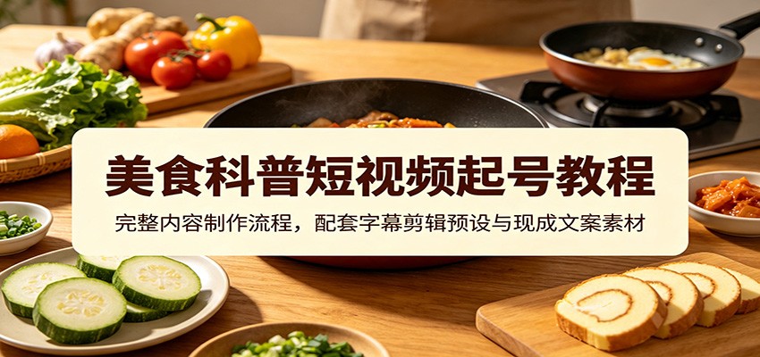美食科普短视频起号教程：完整内容制作流程，配套字幕剪辑预设与现成文案素材-宝藏屋创业网