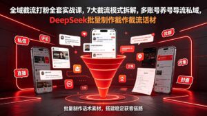 全域截流打粉全套实战课,7大截流模式拆解,多账号养号导流私域,DeepSeek批量制作截流话术素材-宝藏屋创业网