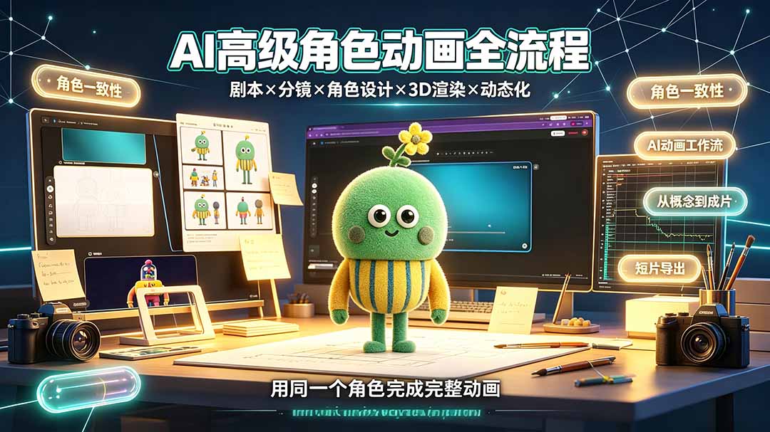 AI高级角色动画全流程：剧本×分镜×角色设计×3D渲染×动态化，从概念到成片一站式教学-宝藏屋创业网