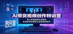 AI带货视频创作特训营：真人质感视频生成教程，多品类带货案例与运营矩阵教学-宝藏屋创业网