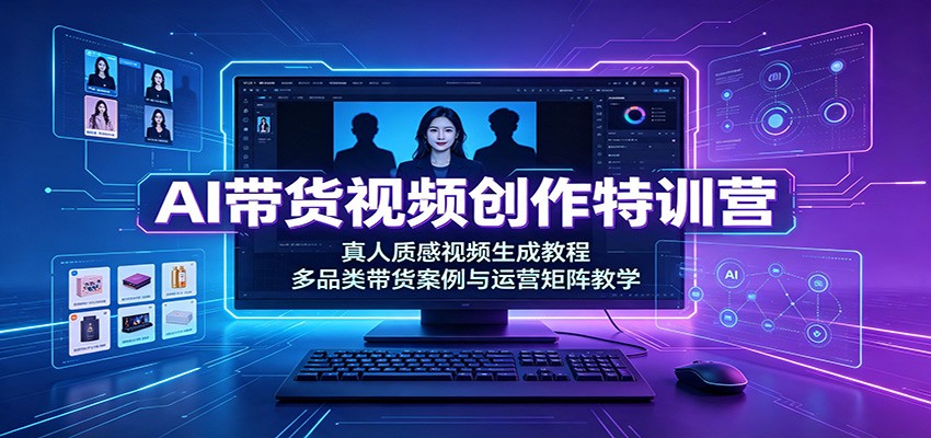 AI带货视频创作特训营：真人质感视频生成教程，多品类带货案例与运营矩阵教学-宝藏屋创业网