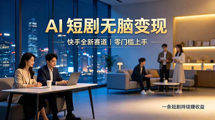 别乱找副业了，快手 AI 短剧零门槛长久被动增收-宝藏屋创业网