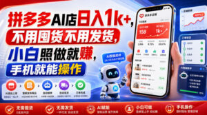 拼多多AI店日入1k+,不用囤货不用发货,小白照做就賺,手机就能操作【揭秘】-宝藏屋创业网