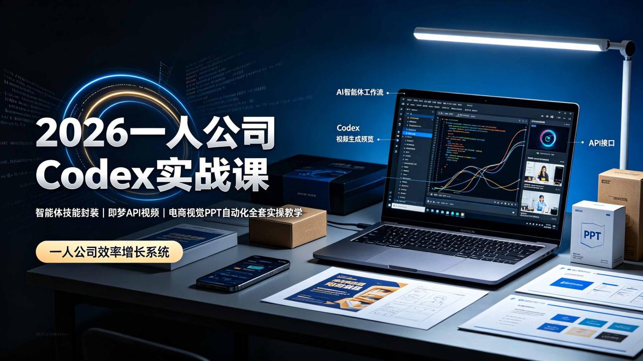 2026一人公司Codex实战课◆智能体技能封装｜即梦API视频｜电商视觉PPT自动化全套实操教学-宝藏屋创业网