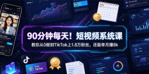 90分钟每天!短视频系统课教你从0做到TikTok上1.8万粉丝,还能单月賺8k【原创双语字幕】-宝藏屋创业网