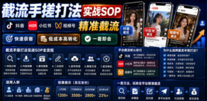 截流手搓打法实战SOP,抖音小红书视频号精准截流,快速获客,低成本高转化,一看即会-宝藏屋创业网