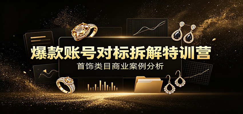 爆款账号对标拆解特训营：首饰类目商业案例分析，配套完整资料内容-宝藏屋创业网
