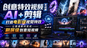 创意特效视频实战课,AI+剪辑打造电影级视觉特效,让普通素材变成刷屏级创意短视频-宝藏屋创业网
