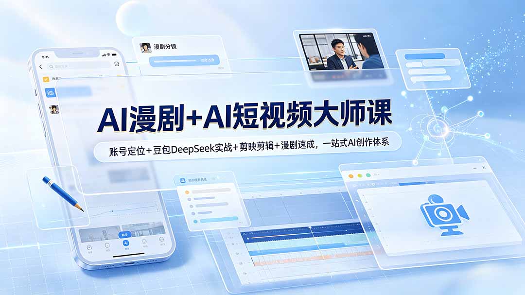 AI漫剧+AI短视频大师课：账号定位+豆包DeepSeek实战+剪映剪辑+漫剧速成，一站式AI创作体系-宝藏屋创业网