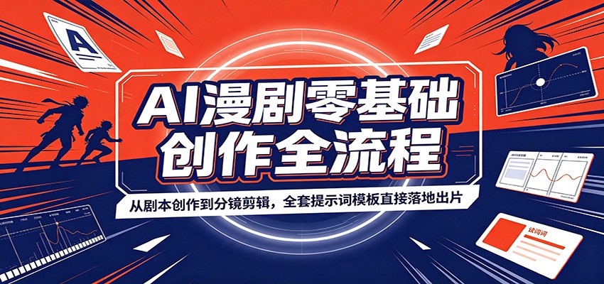 AI漫剧零基础创作全流程：从剧本创作到分镜剪辑，全套提示词模板直接落地出片-宝藏屋创业网