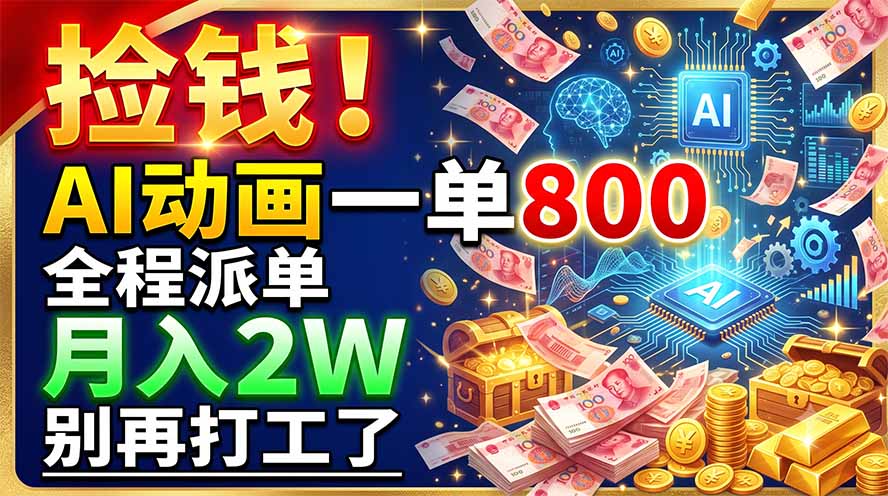 捡钱！AI动画一单800，全程派单，月入2W，别再打工了-宝藏屋创业网