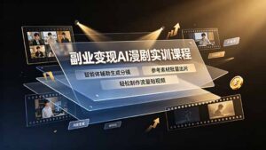 副业变现AI漫剧实训课程,智能体辅助生成分镜,参考素材批量出片,轻松制作流量短视频-宝藏屋创业网