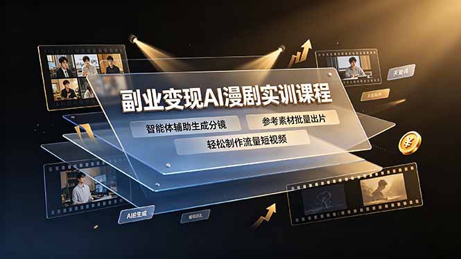 副业变现AI漫剧实训课程，智能体辅助生成分镜，参考素材批量出片，轻松制作流量短视频-宝藏屋创业网