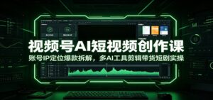 视频号AI短视频创作课:账号IP定位爆款拆解,多AI工具剪辑带货短剧实操-宝藏屋创业网