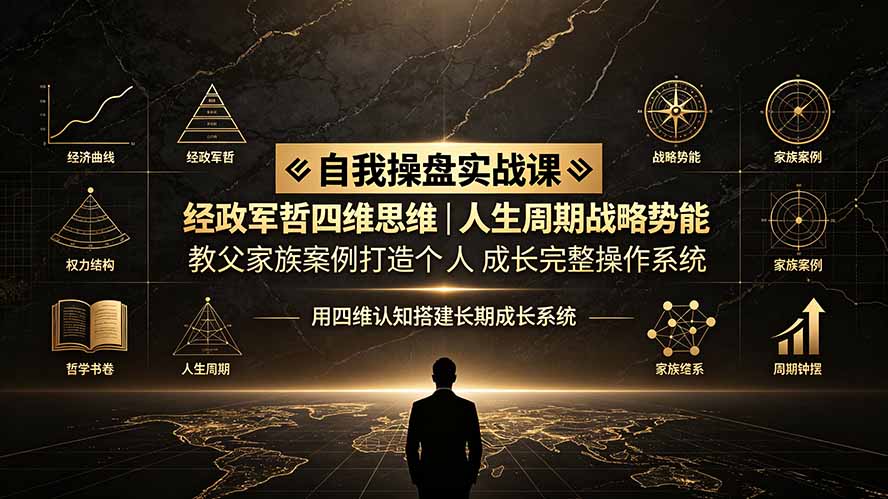 自我操盘实战课：经政军哲四维思维｜人生周期战略势能｜教父家族案例打造个人成长完整操作系统-宝藏屋创业网