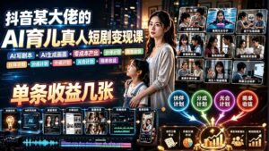 AI育儿真人短剧变现课:AI写剧本×AI生成画面×零成本产出×伙伴计划×分成计划×光合计划×商单收徒-宝藏屋创业网