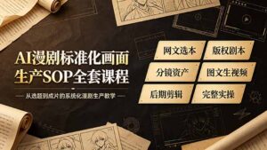 AI漫剧标准化画面生产SOP全套课程,网文选本版权剧本分镜资产全覆盖,图文生视频后期剪辑完整实操教学-宝藏屋创业网