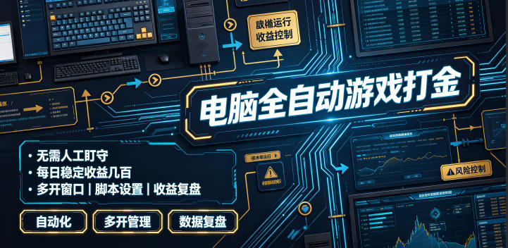 电脑全自动游戏打金，无需人工盯守，每日稳定收益几百！【揭秘】-宝藏屋创业网
