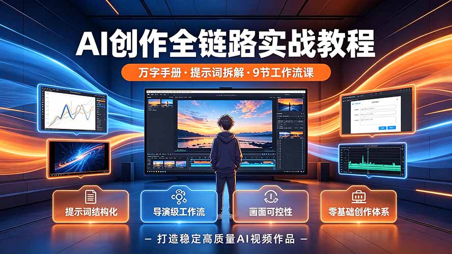AI创作全链路实战教程｜万字手册·提示词拆解·9节工作流课，打造稳定高质量AI视频作品-宝藏屋创业网