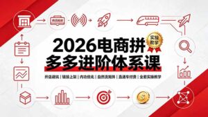 2026电商拼多多进阶体系课,开店避坑,链接上架,内功优化,自然流矩阵|直通车付费|全套实操教学-宝藏屋创业网