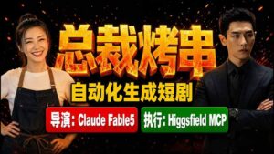 《总裁烤串》真人短剧全自动诞生!Claude Fable5 当导演,Higgsfield MCP 执行!-宝藏屋创业网
