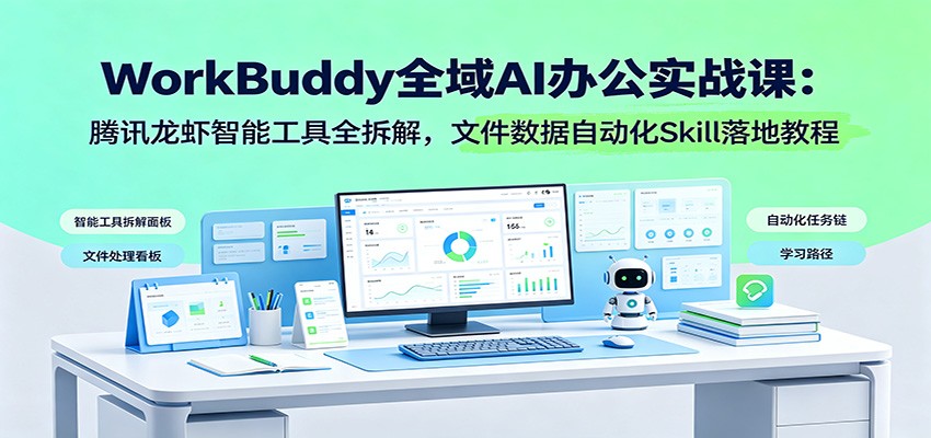 WorkBuddy全域AI办公实战课：腾讯龙虾智能工具全拆解，文件数据自动化Skill落地教程-宝藏屋创业网