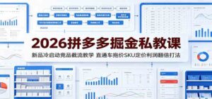 2026拼多多掘金私教课:新品冷启动竞品截流教学,直通车拖价SKU定价利润翻倍打法-宝藏屋创业网