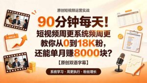 90 分钟每天!短视频周更系统教你从 0 到 18K 粉,还能单月赚 8000 块?【原创双语字幕】-宝藏屋创业网
