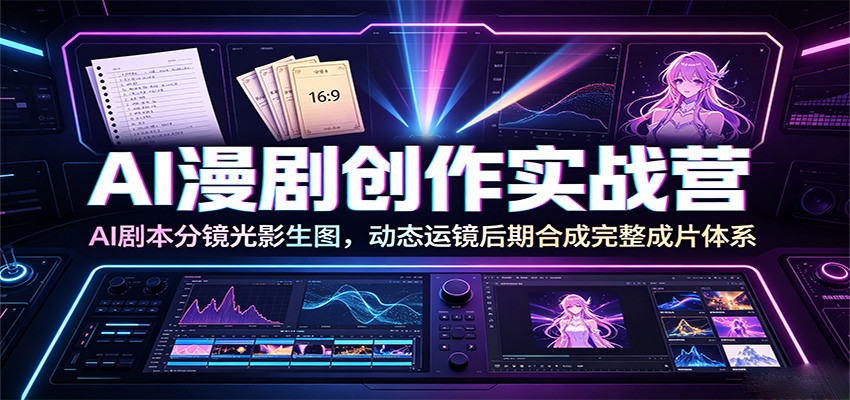 AI漫剧创作实战营：AI剧本分镜光影生图，动态运镜后期合成完整成片体系-宝藏屋创业网