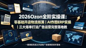 2026Ozon全阶实操课:零基础开店物流核算|AI作图ERP实操|三大爆单打法广告运营完整落地教程-宝藏屋创业网