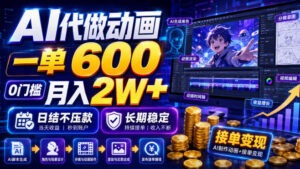 AI代做动画,一单600,0门槛月入2W+,日结不压款,长期稳定【揭秘】-宝藏屋创业网