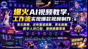 爆火AI视频教学,工作流实现爆款视频制作:美女跳舞,还有童装跳舞,男生跳舞,数字人对口型,宠物跳舞等等-宝藏屋创业网