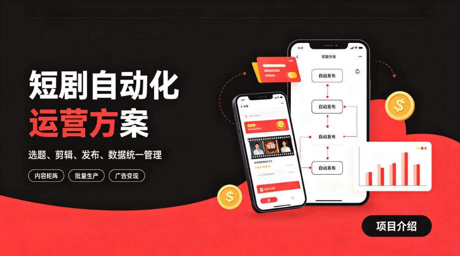 快手全自动短剧矩阵项目｜自动化分发，流量持续变现【揭秘】-宝藏屋创业网