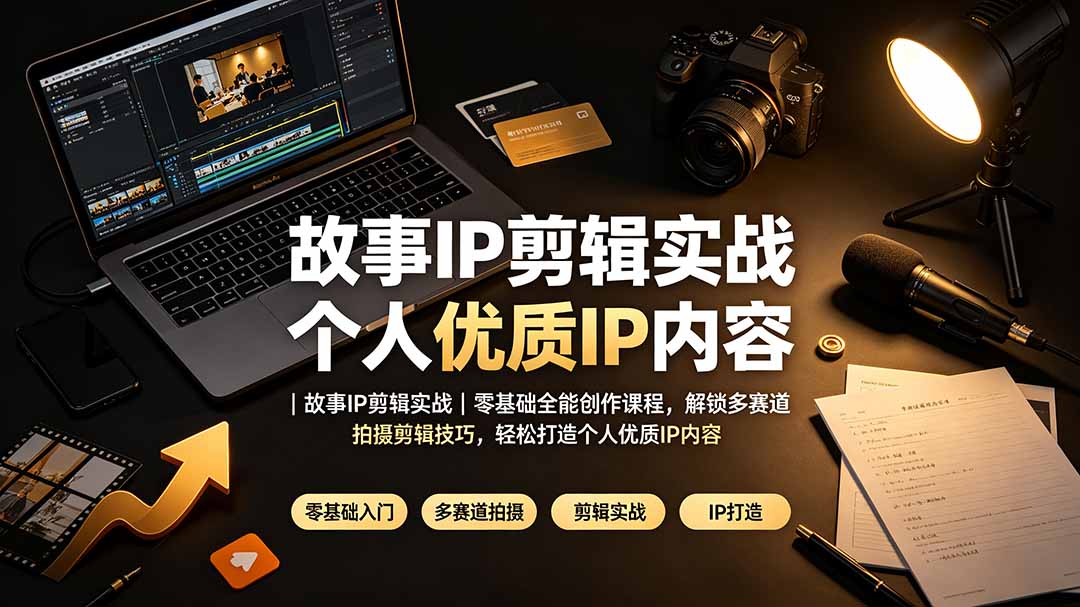 故事IP剪辑实战｜零基础全能创作课程，解锁多赛道拍摄剪辑技巧，轻松打造个人优质IP内容-宝藏屋创业网