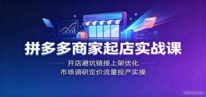 拼多多商家起店实战课:开店避坑链接上架优化,市场调研定价流量投产实操-宝藏屋创业网