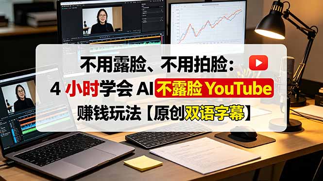 不用露脸、不用拍脸：4 小时学会 AI 不露脸 YouTube 赚钱玩法【原创双语字幕】-宝藏屋创业网