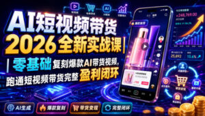 AI短视频带货2026全新实战课|零基础复刻爆款AI带货视频,跑通短视频带货完整盈利闭环-宝藏屋创业网