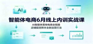 智能体电商6月线上内训实战课:AI智能体落地电商全链路,店铺提效降本全新运营打法-宝藏屋创业网