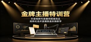 金牌主播特训营:抖音视频号直播间搭建选品,高转化话术直播复盘实操教学-宝藏屋创业网