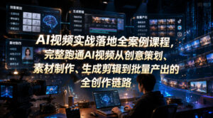 AI视频实战落地全案例课程，完整跑通AI视频从创意策划、素材制作、生成剪辑到批量产出的全创作链路-宝藏屋创业网