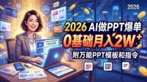 2026 AI做PPT爆单，0基础月入2W，附万能PPT模板和指令-宝藏屋创业网