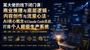 某大佬的线下闭门课|商业推理与底层逻辑・内容创作与流量心法・AI核心概念与Claude Code实战,打造个人超级生产系统【录音+图片】-宝藏屋创业网